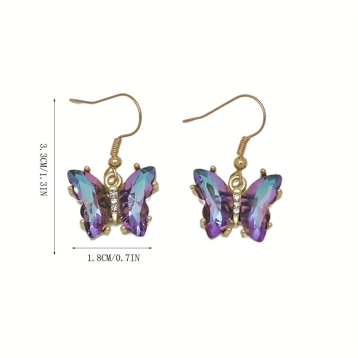 Purple Gemstone Butterfly Hook Earrings Sexy Style Jewelry